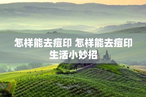 怎样能去痘印 怎样能去痘印生活小妙招 怎样能去痘印 怎样能去痘印生活小妙招