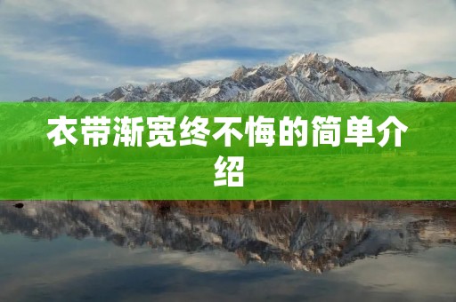 衣带渐宽终不悔的简单介绍