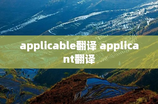 applicable翻译 applicant翻译