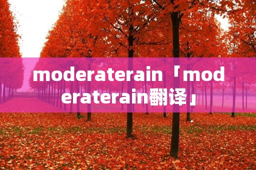 moderaterain「moderaterain翻译」