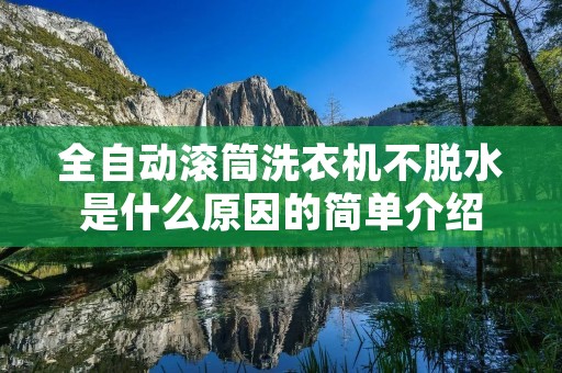 全自动滚筒洗衣机不脱水是什么原因的简单介绍
