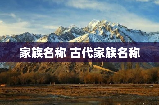 家族名称 古代家族名称