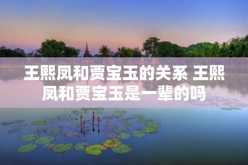 王熙凤和贾宝玉的关系 王熙凤和贾宝玉是一辈的吗 王熙凤和贾宝玉的关系 王熙凤和贾宝玉是一辈的吗