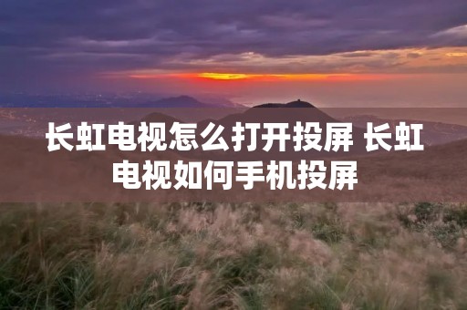 长虹电视怎么打开投屏 长虹电视如何手机投屏