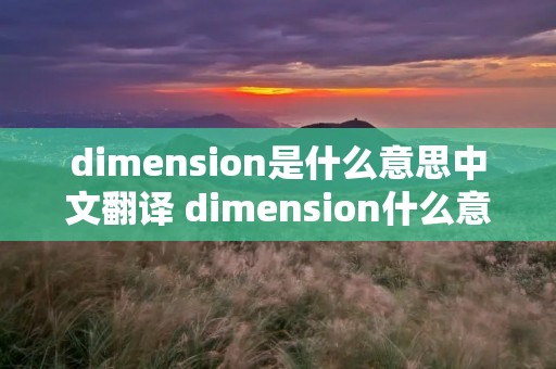 dimension是什么意思中文翻译 dimension什么意思啊