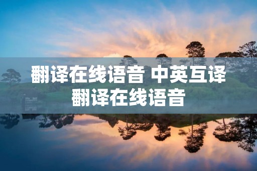 翻译在线语音 中英互译翻译在线语音