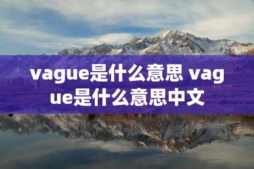 vague是什么意思 vague是什么意思中文