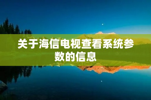 关于海信电视查看系统参数的信息