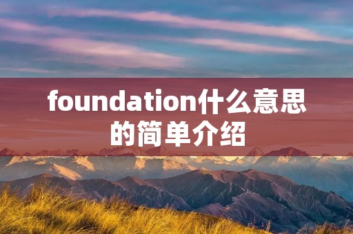 foundation什么意思的简单介绍
