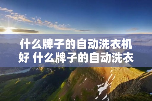 什么牌子的自动洗衣机好 什么牌子的自动洗衣机好用又耐用