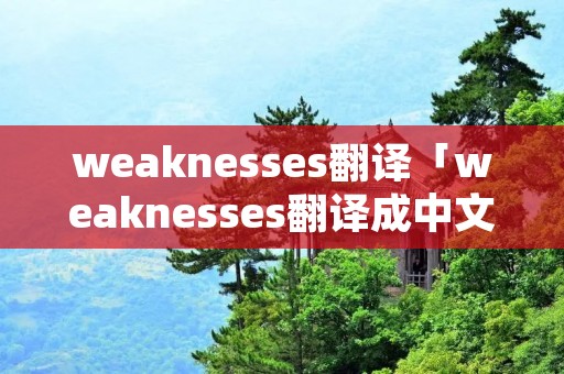 weaknesses翻译「weaknesses翻译成中文」