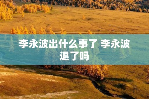 李永波出什么事了 李永波退了吗 李永波出什么事了 李永波退了吗