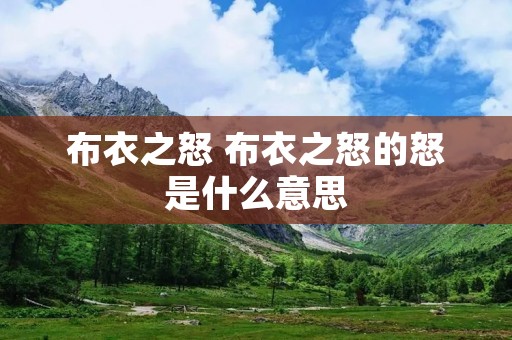 布衣之怒 布衣之怒的怒是什么意思