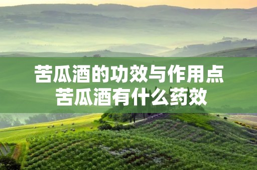 苦瓜酒的功效与作用点 苦瓜酒有什么药效