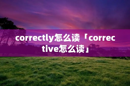 correctly怎么读「corrective怎么读」