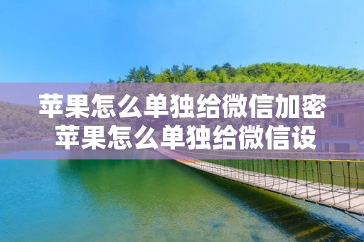 苹果怎么单独给微信加密 苹果怎么单独给微信设置密码