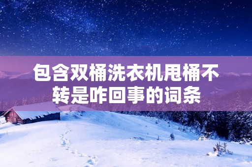 包含双桶洗衣机甩桶不转是咋回事的词条