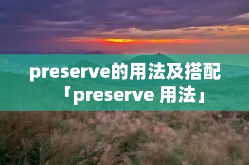 preserve的用法及搭配「preserve 用法」