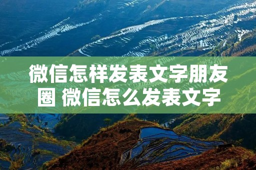 微信怎样发表文字朋友圈 微信怎么发表文字朋友圈呢 微信怎样发表文字朋友圈 微信怎么发表文字朋友圈呢