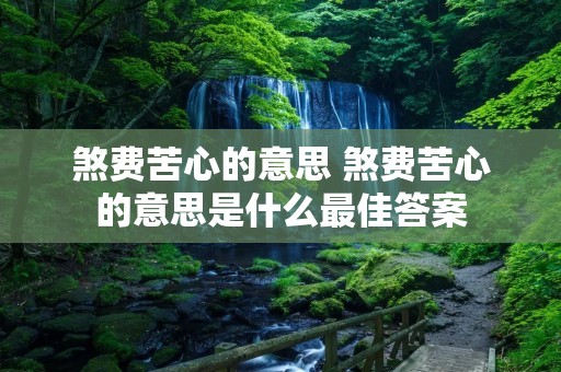 煞费苦心的意思 煞费苦心的意思是什么最佳答案