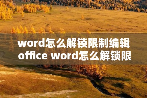 word怎么解锁限制编辑 office word怎么解锁限制编辑