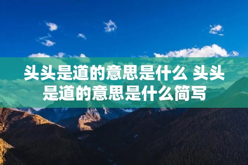 头头是道的意思是什么 头头是道的意思是什么简写 头头是道的意思是什么 头头是道的意思是什么简写