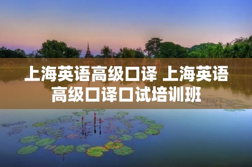 上海英语高级口译 上海英语高级口译口试培训班
