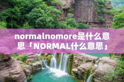 normalnomore是什么意思「NORMAL什么意思」