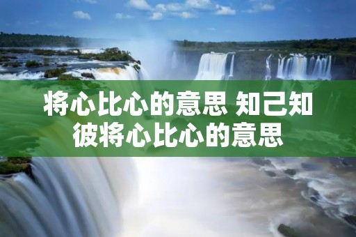 将心比心的意思 知己知彼将心比心的意思