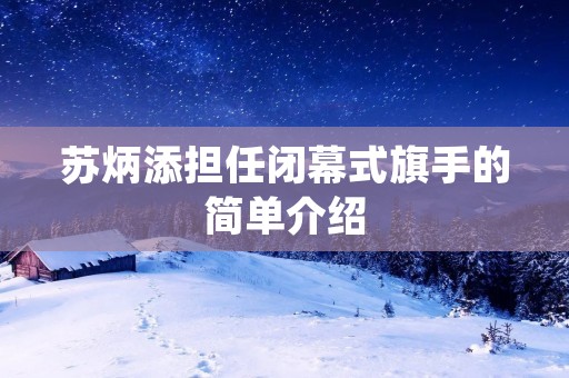 苏炳添担任闭幕式旗手的简单介绍