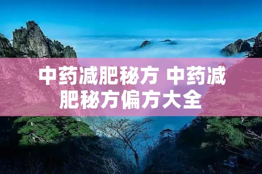 中药减肥秘方 中药减肥秘方偏方大全