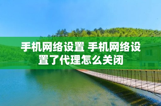 手机网络设置 手机网络设置了代理怎么关闭