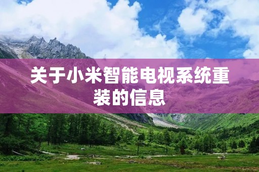 关于小米智能电视系统重装的信息