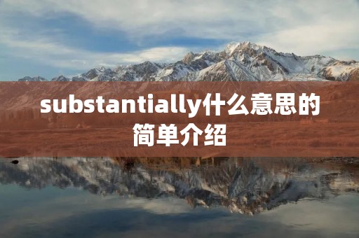 substantially什么意思的简单介绍 substantially什么意思的简单介绍