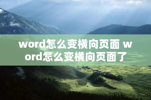 word怎么变横向页面 word怎么变横向页面了