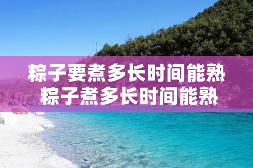 粽子要煮多长时间能熟 粽子煮多长时间能熟?