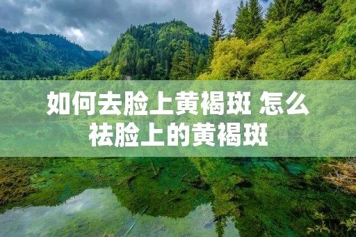 如何去脸上黄褐斑 怎么祛脸上的黄褐斑