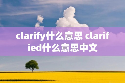 clarify什么意思 clarified什么意思中文
