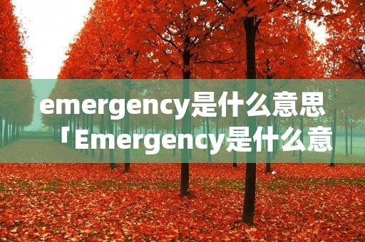 emergency是什么意思「Emergency是什么意思中文」 emergency是什么意思「Emergency是什么意思中文」