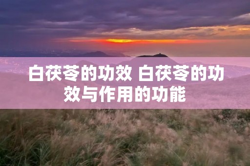 白茯苓的功效 白茯苓的功效与作用的功能