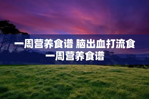 一周营养食谱 脑出血打流食一周营养食谱 一周营养食谱 脑出血打流食一周营养食谱
