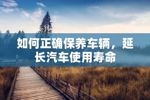 如何正确保养车辆，延长汽车使用寿命