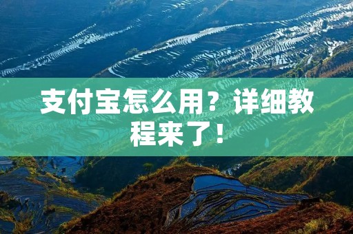 支付宝怎么用?详细教程来了! 支付宝怎么用?详细教程来了!