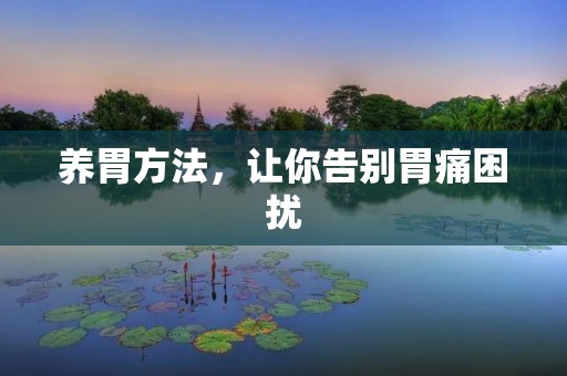 养胃方法,让你告别胃痛困扰 养胃方法,让你告别胃痛困扰