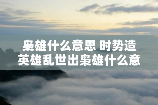 枭雄什么意思 时势造英雄乱世出枭雄什么意思 枭雄什么意思 时势造英雄乱世出枭雄什么意思