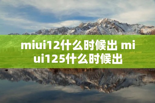 miui12什么时候出 miui125什么时候出