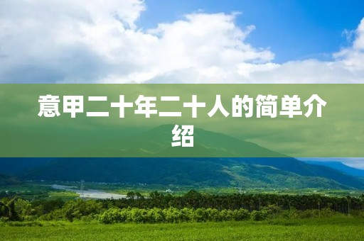 意甲二十年二十人的简单介绍