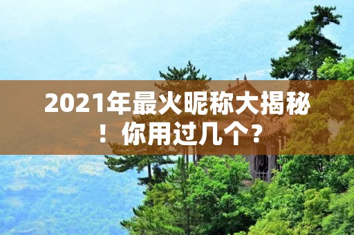 2021年最火昵称大揭秘!你用过几个?