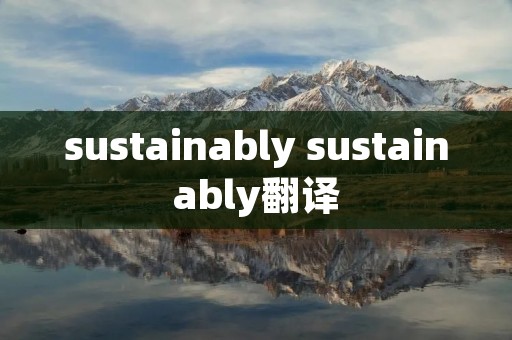 sustainably sustainably翻译