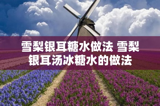 雪梨银耳糖水做法 雪梨银耳汤冰糖水的做法